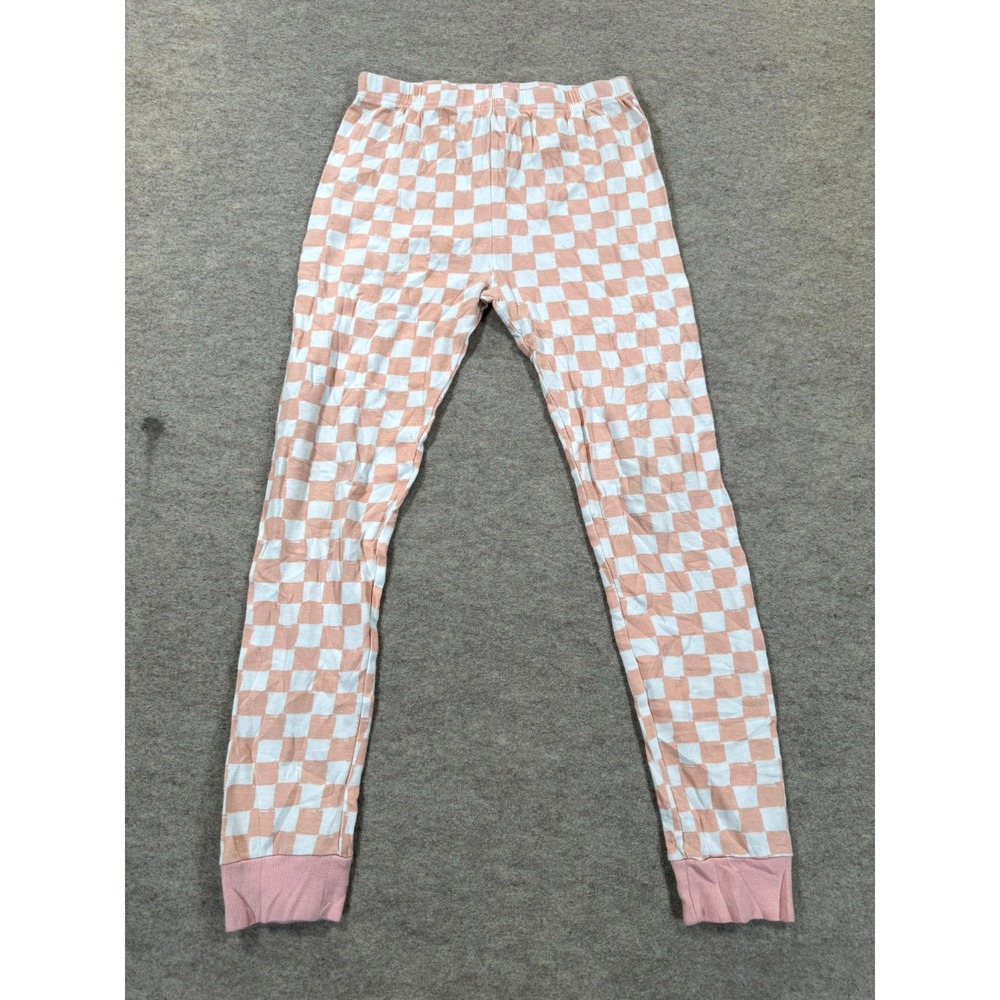 Carter's Pajama Pants Girls 12/12A Peach White Checkered Casual Mid Rise Pull On